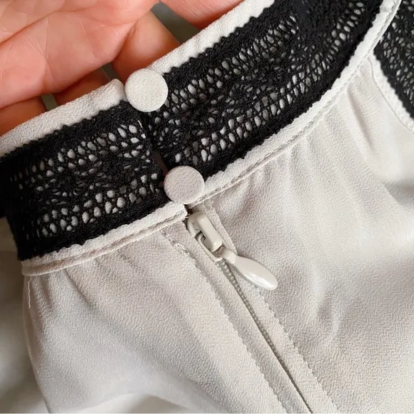 🩶 H&amp;M LIGHT GREY BLACK CROCHET DETAIL MAXI HALTER DRESS!