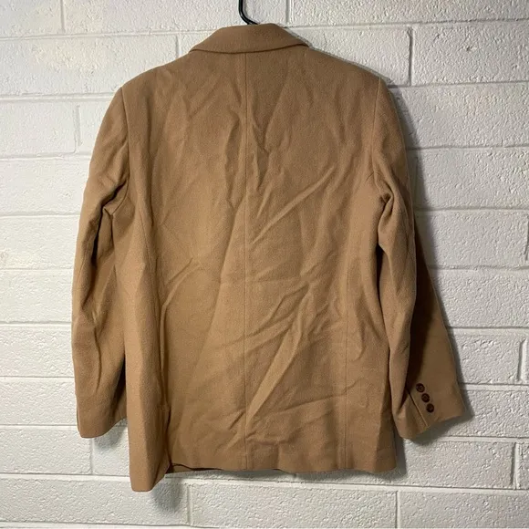 100% Wool Eddie Bauer Blazer Women’s Medium Camel Tan Front Pockets Oversized