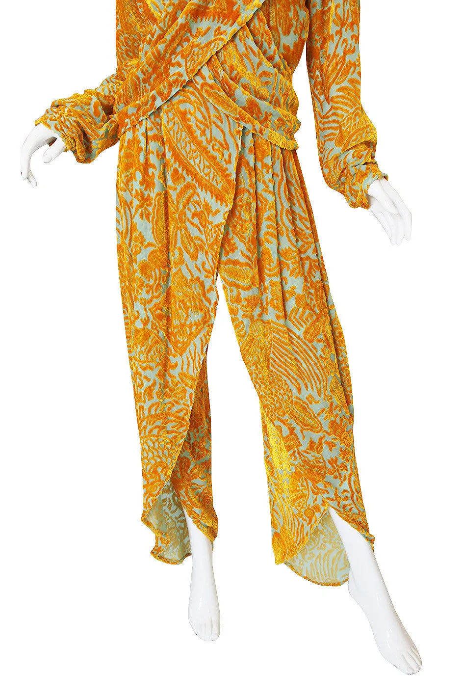 1980s Krizia Cut Silk Velvet Pant & Top Set