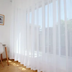 1pc Exquisite White Sheer Curtain Panel - Translucent, Thin, Rod Pocket, Easy Hang, Enhance Home Decor, Perfect for Living Room, Bedroom, and Office