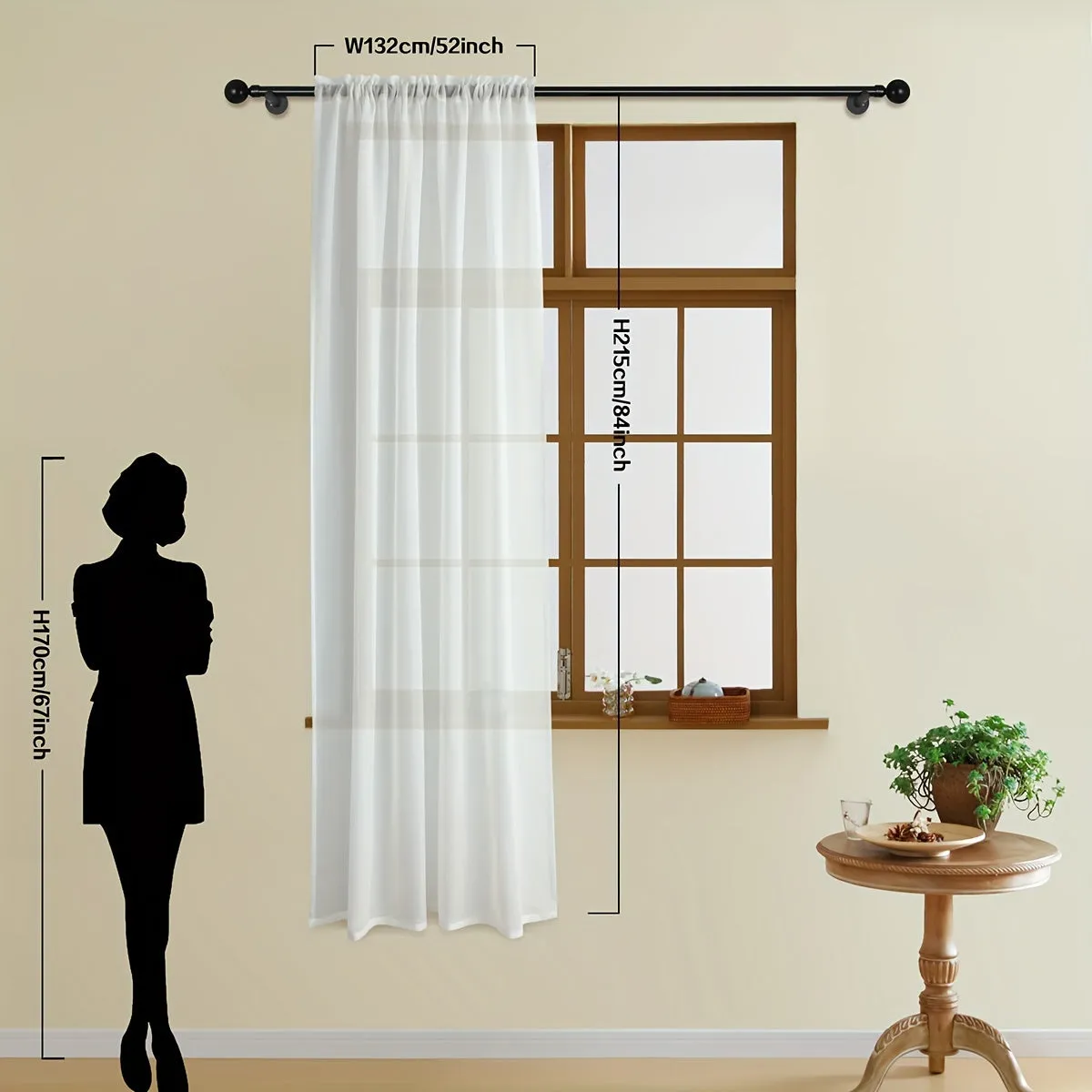 1pc Exquisite White Sheer Curtain Panel - Translucent, Thin, Rod Pocket, Easy Hang, Enhance Home Decor, Perfect for Living Room, Bedroom, and Office
