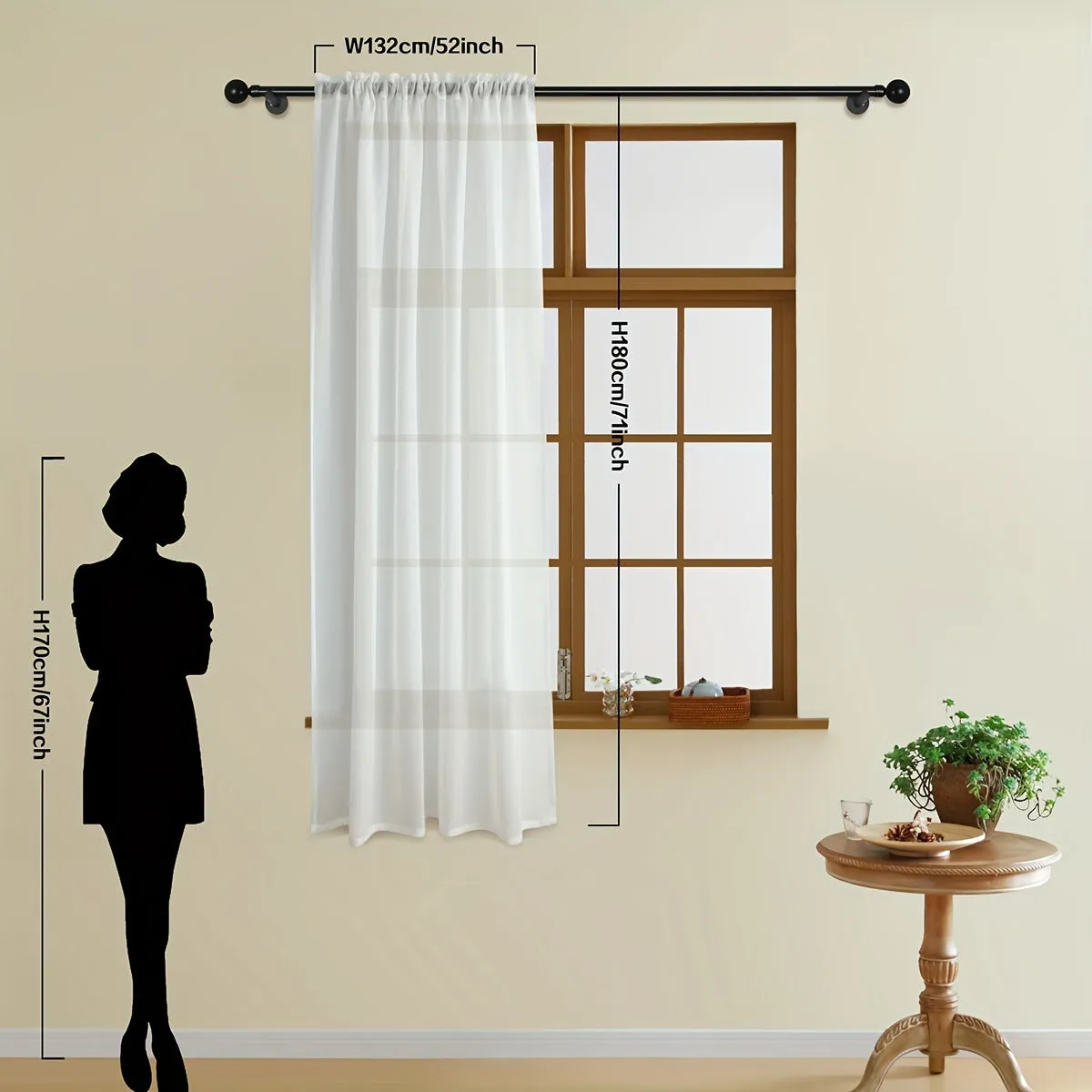 1pc Exquisite White Sheer Curtain Panel - Translucent, Thin, Rod Pocket, Easy Hang, Enhance Home Decor, Perfect for Living Room, Bedroom, and Office