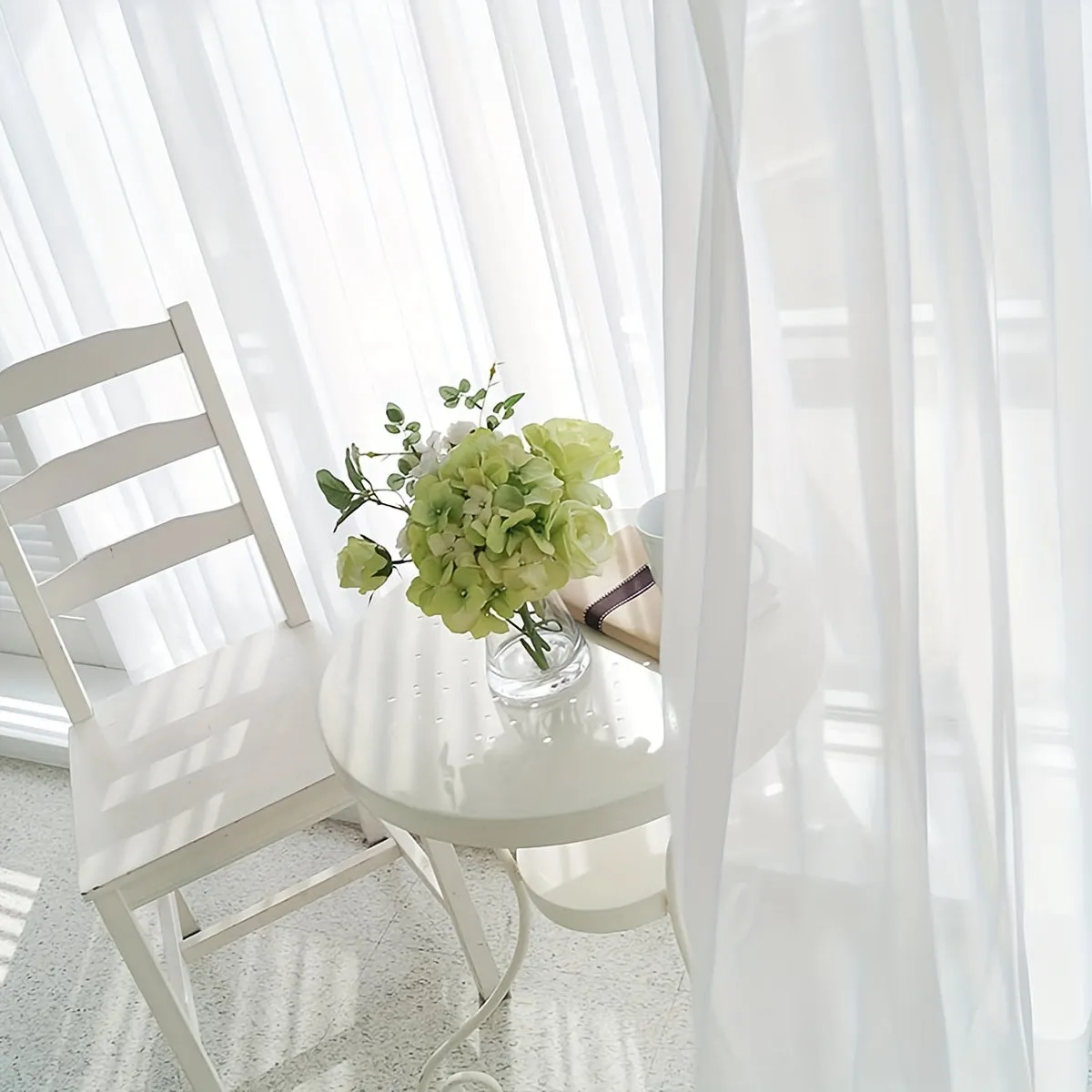 1pc Exquisite White Sheer Curtain Panel - Translucent, Thin, Rod Pocket, Easy Hang, Enhance Home Decor, Perfect for Living Room, Bedroom, and Office