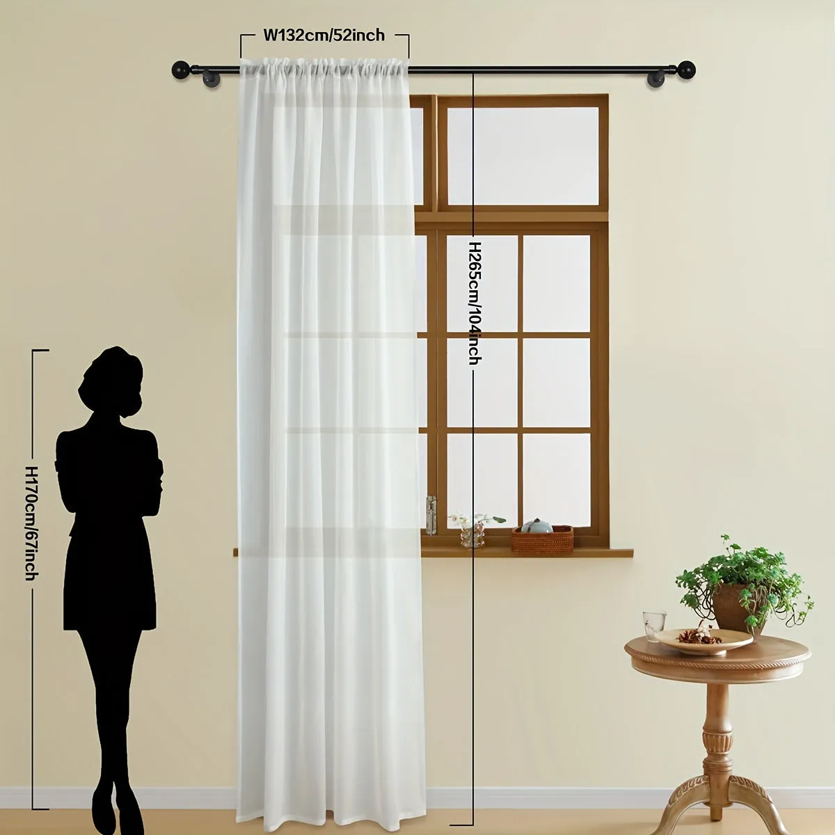 1pc Exquisite White Sheer Curtain Panel - Translucent, Thin, Rod Pocket, Easy Hang, Enhance Home Decor, Perfect for Living Room, Bedroom, and Office