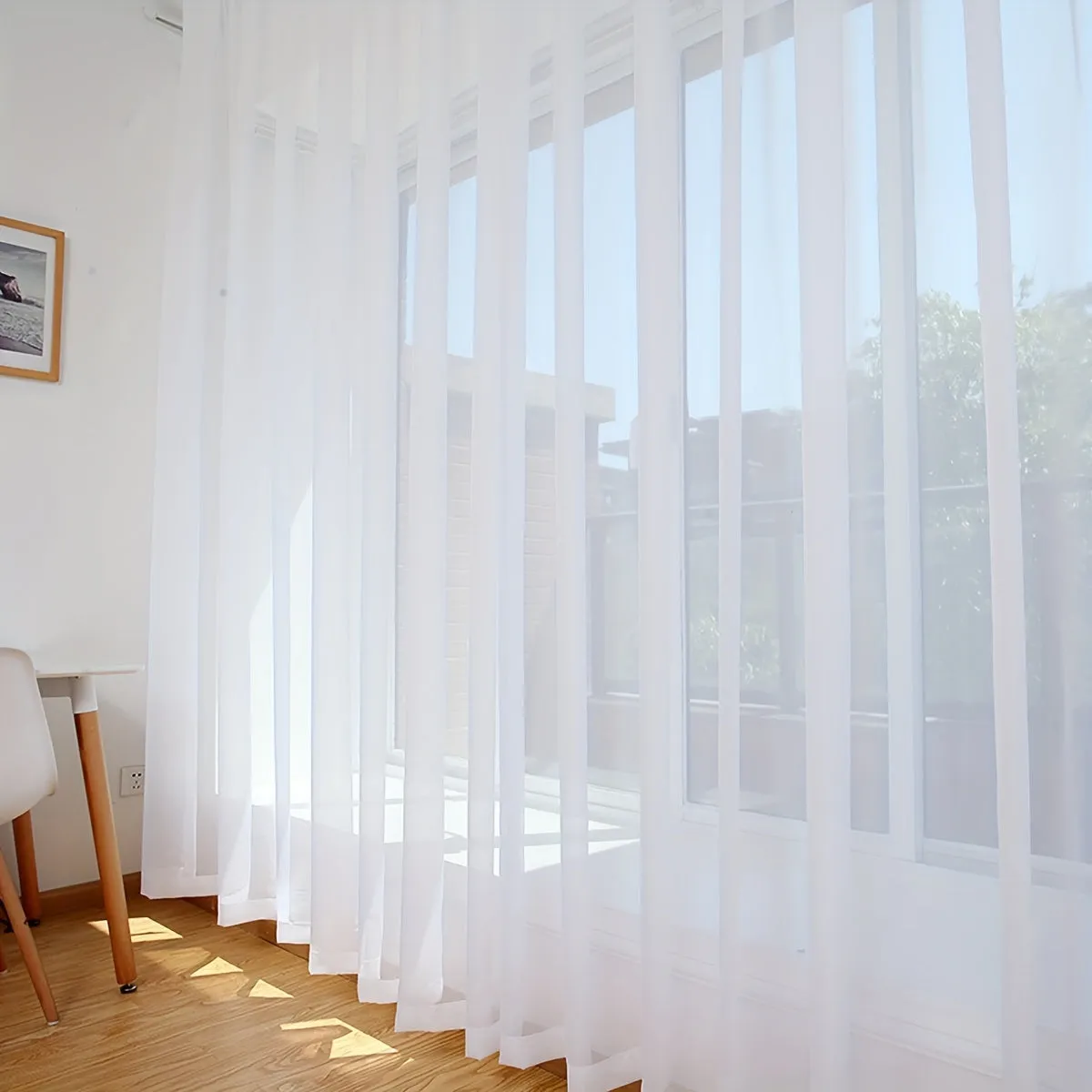 1pc Exquisite White Sheer Curtain Panel - Translucent, Thin, Rod Pocket, Easy Hang, Enhance Home Decor, Perfect for Living Room, Bedroom, and Office