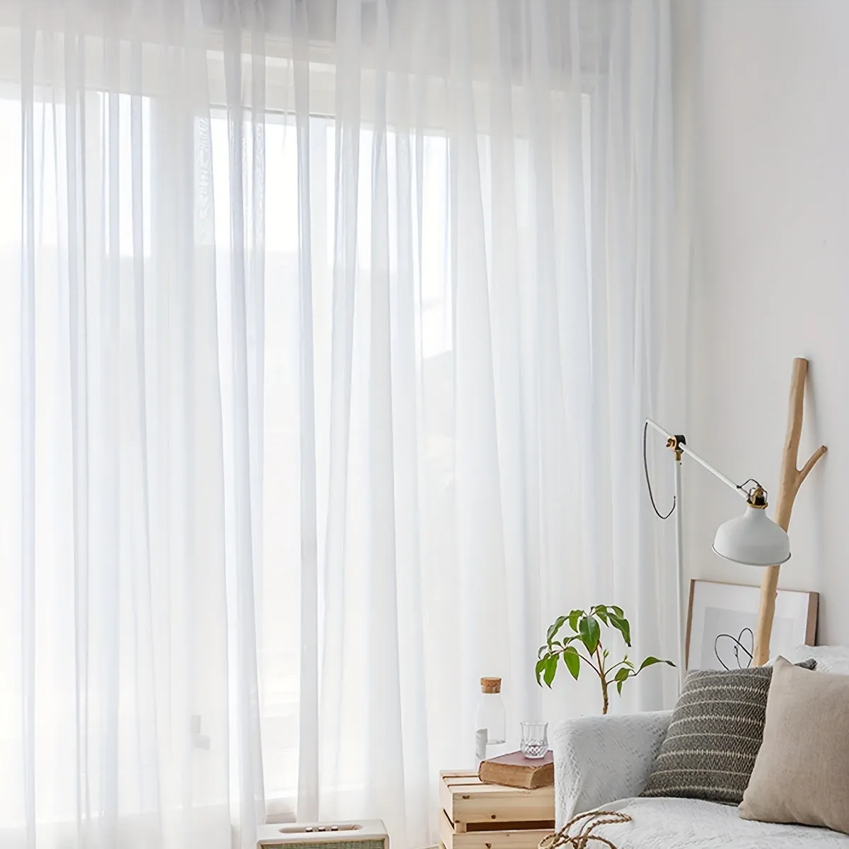 1pc Exquisite White Sheer Curtain Panel - Translucent, Thin, Rod Pocket, Easy Hang, Enhance Home Decor, Perfect for Living Room, Bedroom, and Office