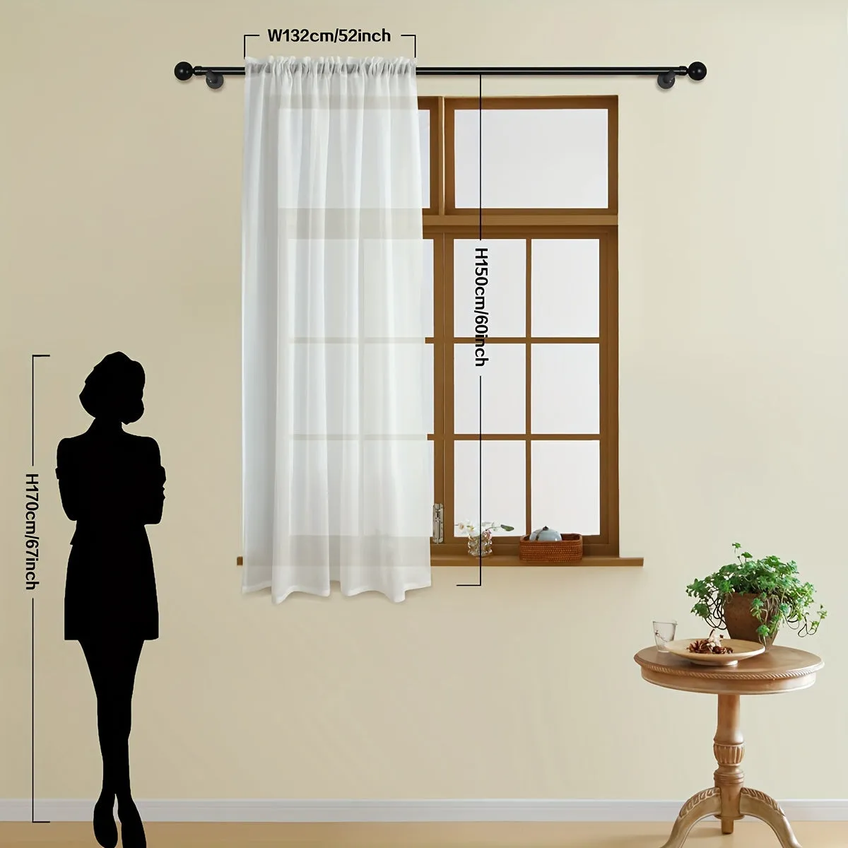 1pc Exquisite White Sheer Curtain Panel - Translucent, Thin, Rod Pocket, Easy Hang, Enhance Home Decor, Perfect for Living Room, Bedroom, and Office
