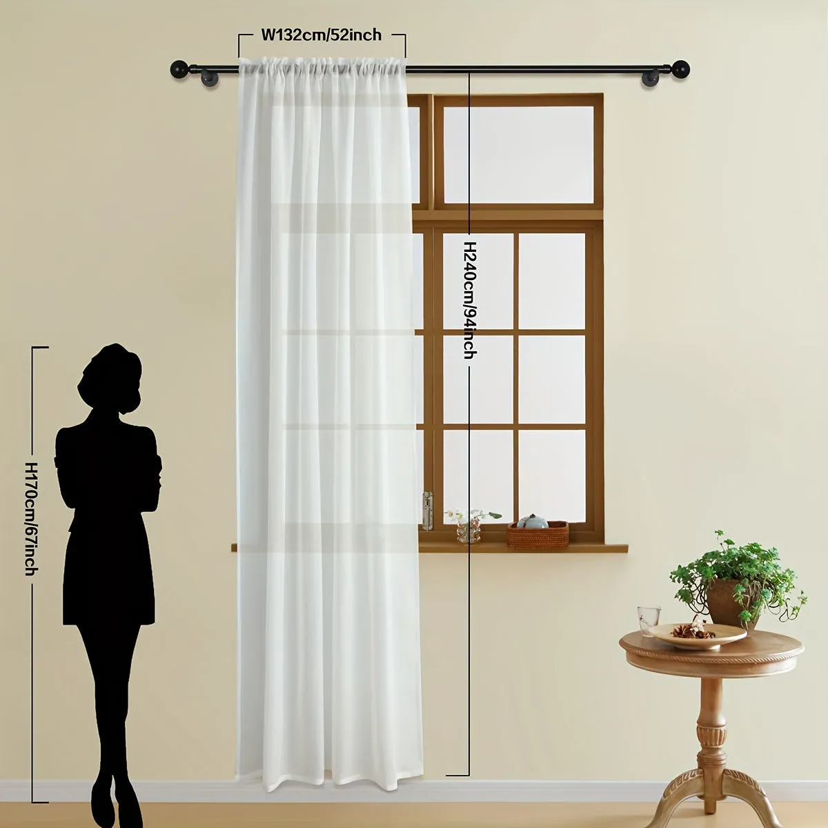 1pc Exquisite White Sheer Curtain Panel - Translucent, Thin, Rod Pocket, Easy Hang, Enhance Home Decor, Perfect for Living Room, Bedroom, and Office