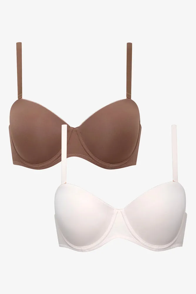 2 Pack Smooth Mutiway Bras Small Dusty Pink And Brown