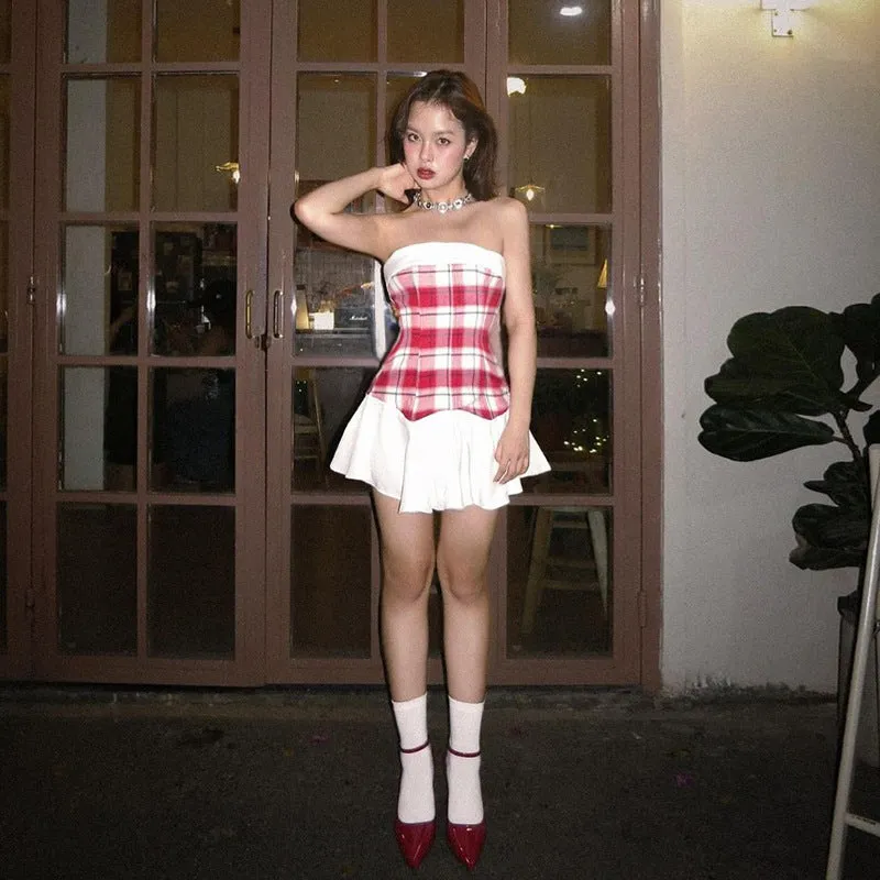 2025 2023 new summer New  style sexy babes personality niche street slim and thin solid color A-shaped skirt