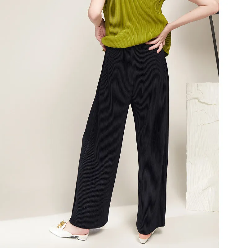 2025 Autumn and winter thick pleated pants children loose and thin casual pants long wide-leg versatile high-end suit pants