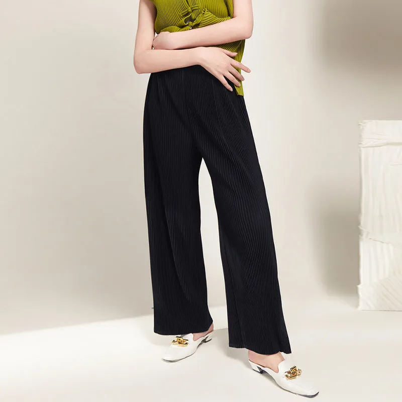 2025 Autumn and winter thick pleated pants children loose and thin casual pants long wide-leg versatile high-end suit pants