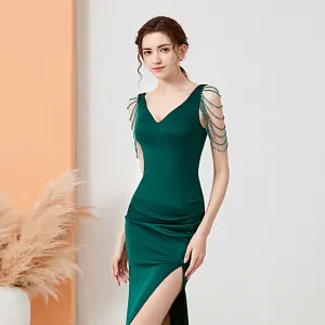 2025 Evening dress female sexy slim and thin company annual meeting host banquet party socialite evening dress long dress