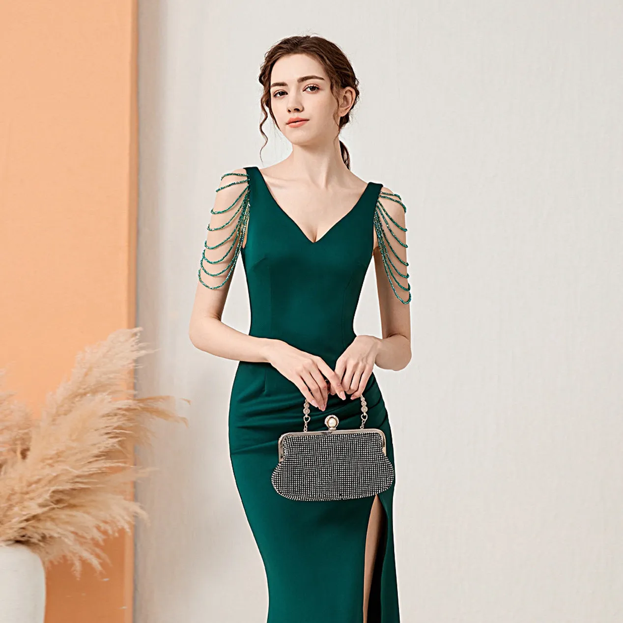 2025 Evening dress female sexy slim and thin company annual meeting host banquet party socialite evening dress long dress