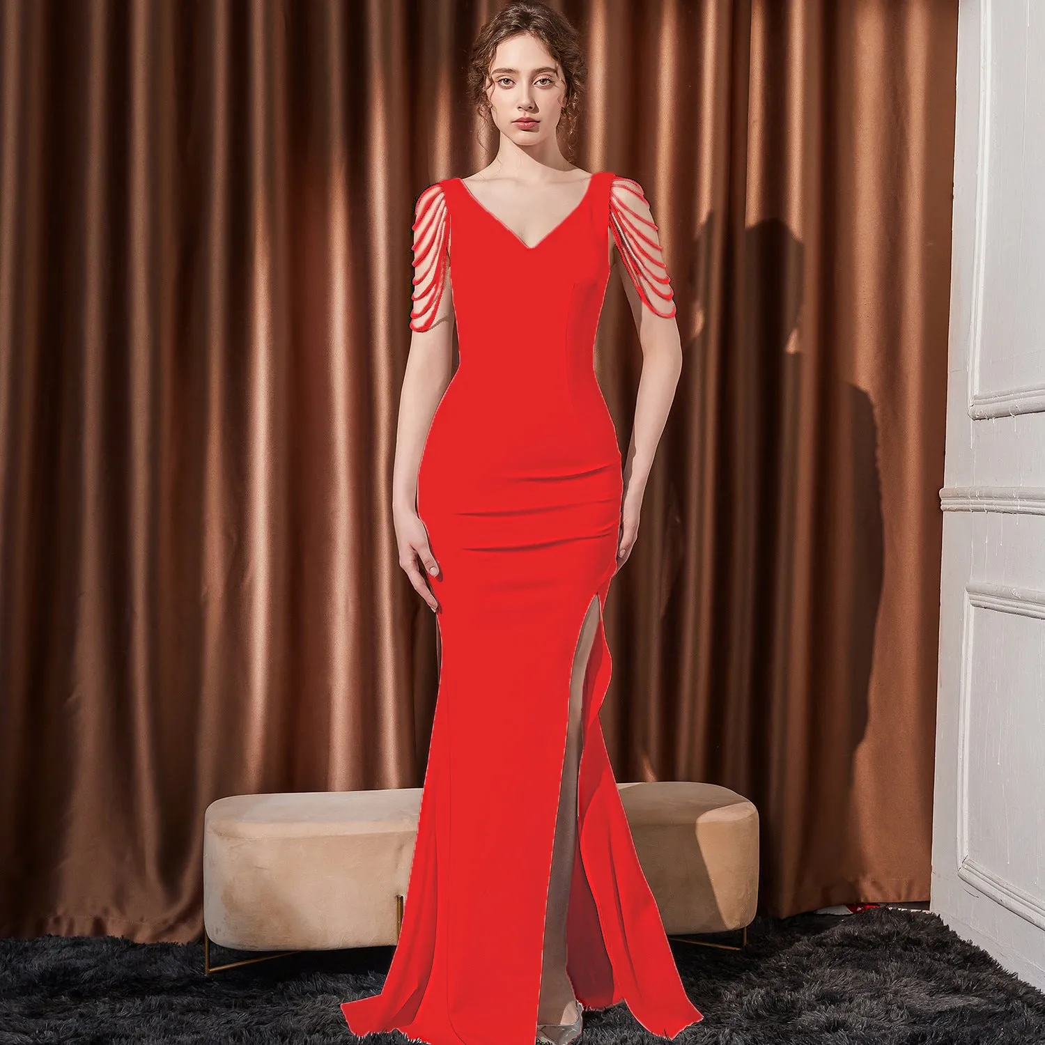 2025 Evening dress female sexy slim and thin company annual meeting host banquet party socialite evening dress long dress
