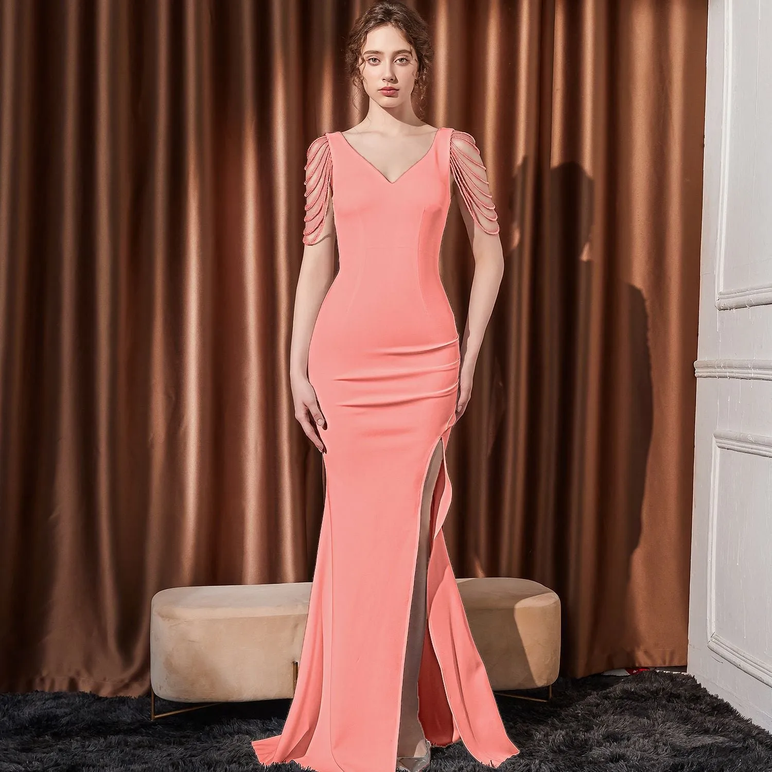 2025 Evening dress female sexy slim and thin company annual meeting host banquet party socialite evening dress long dress
