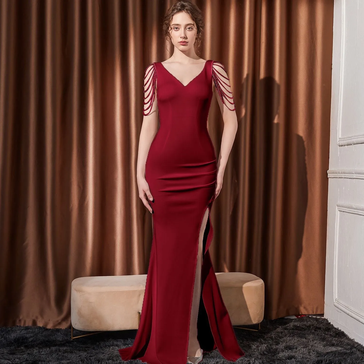 2025 Evening dress female sexy slim and thin company annual meeting host banquet party socialite evening dress long dress