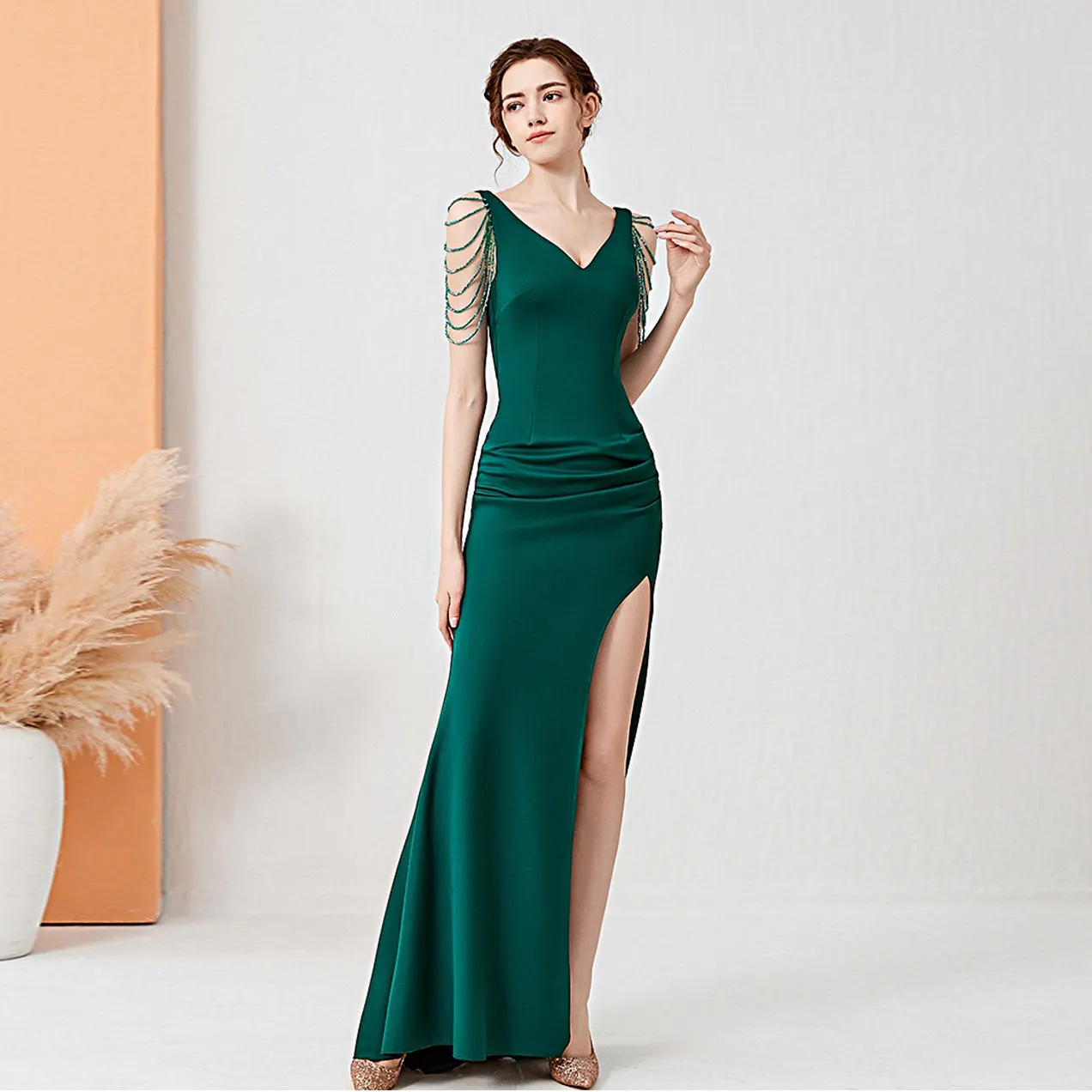 2025 Evening dress female sexy slim and thin company annual meeting host banquet party socialite evening dress long dress