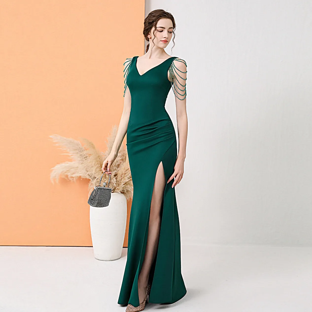2025 Evening dress female sexy slim and thin company annual meeting host banquet party socialite evening dress long dress