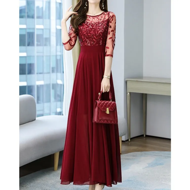 2025 popular autumn Popular trade new celebrity temperament dress waist thin big swing long Muse fan banquet evening dress