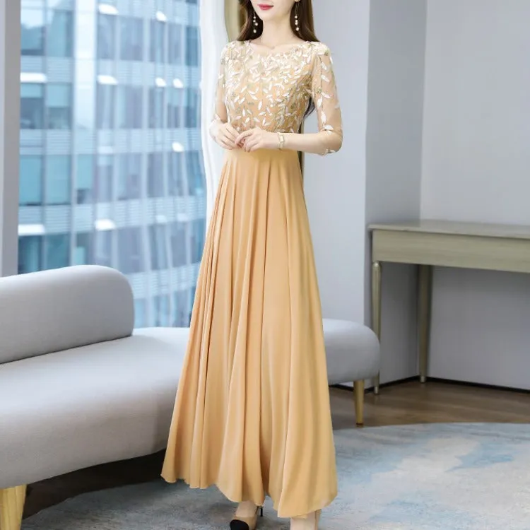 2025 popular autumn Popular trade new celebrity temperament dress waist thin big swing long Muse fan banquet evening dress