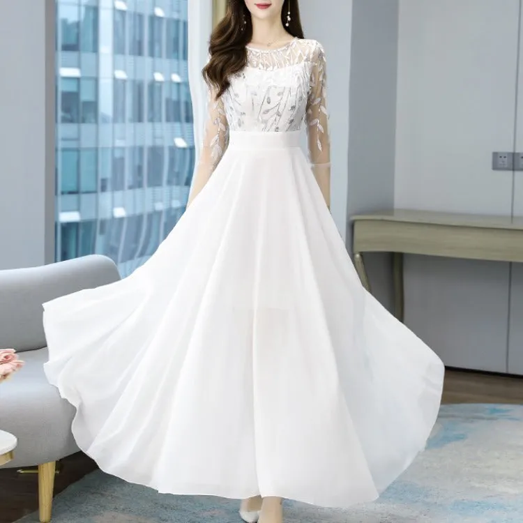 2025 popular autumn Popular trade new celebrity temperament dress waist thin big swing long Muse fan banquet evening dress