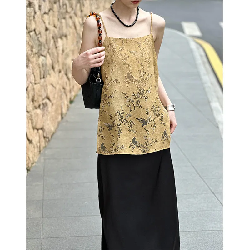 2025 Tachibana popular summer new top new Chinese outer wear thin design sense split fork hollow sling 8326