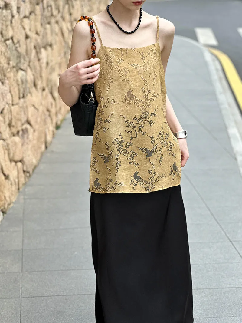 2025 Tachibana popular summer new top new Chinese outer wear thin design sense split fork hollow sling 8326