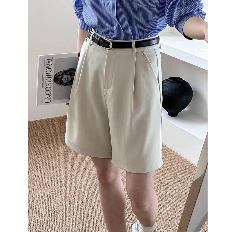 2025 Tachibana  spring and summer suit shorts femininity commuting loose casual high waist thin straight pants 98025