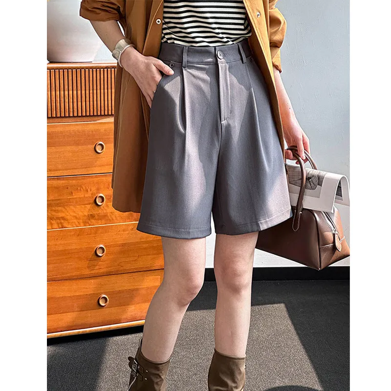 2025 Tachibana  spring and summer suit shorts femininity commuting loose casual high waist thin straight pants 98025