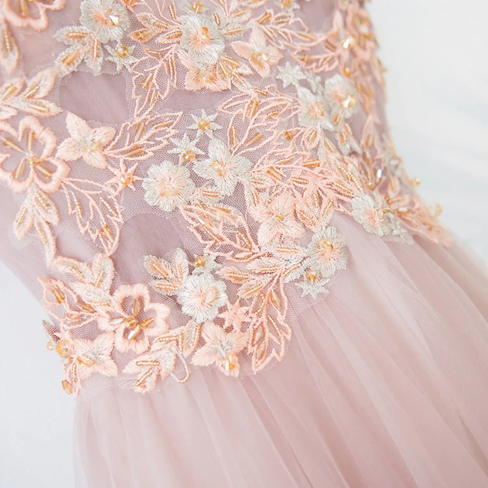 2025Evening dress  spring and summer new pink fairy dream thin long elegant birthday bridesmaid dress