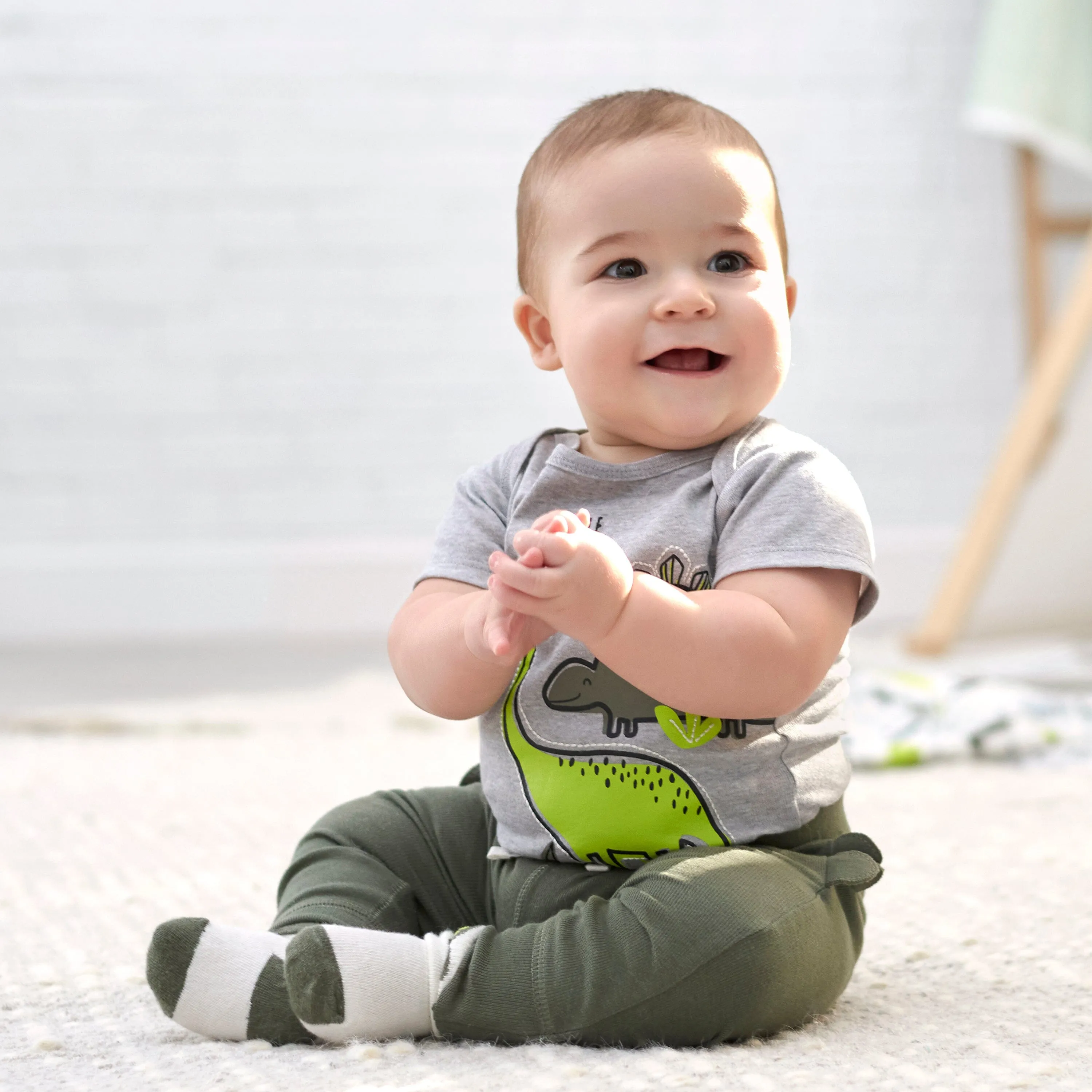 3-Pack Baby Boys Dinosaur Short Sleeve Onesies® Bodysuits