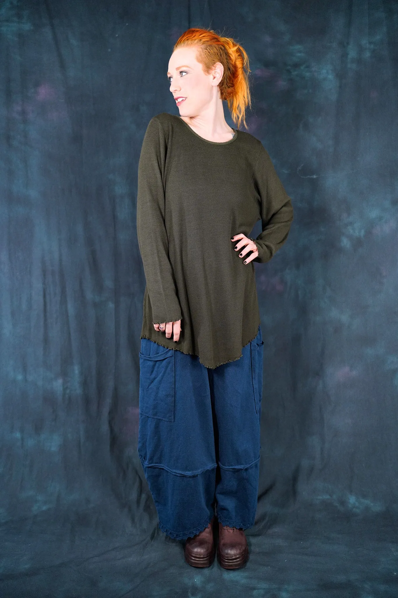3225 Lace Trim Stitch Pant Mood Blue-U