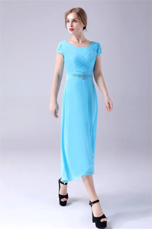 A-Line Short sleeves Square Sequined Knee-length Applique mother's dress