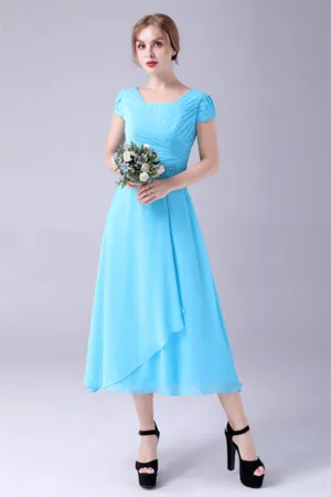 A-Line Short sleeves Square Sequined Knee-length Applique mother's dress