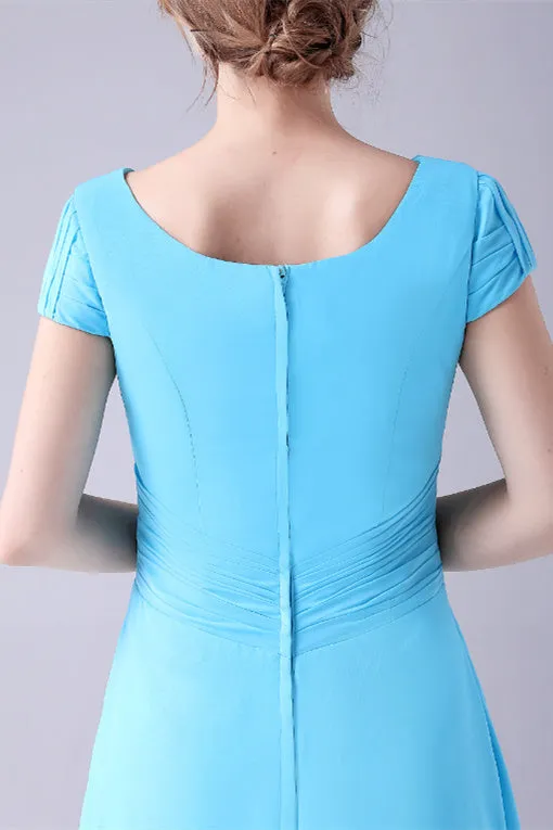 A-Line Short sleeves Square Sequined Knee-length Applique mother's dress