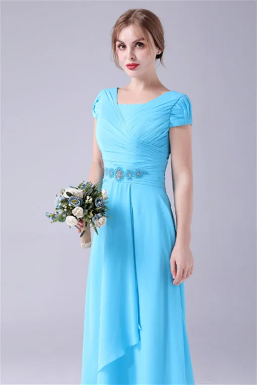 A-Line Short sleeves Square Sequined Knee-length Applique mother's dress