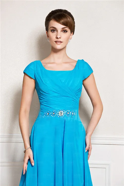 A-line tea length jewel applique mother's dress