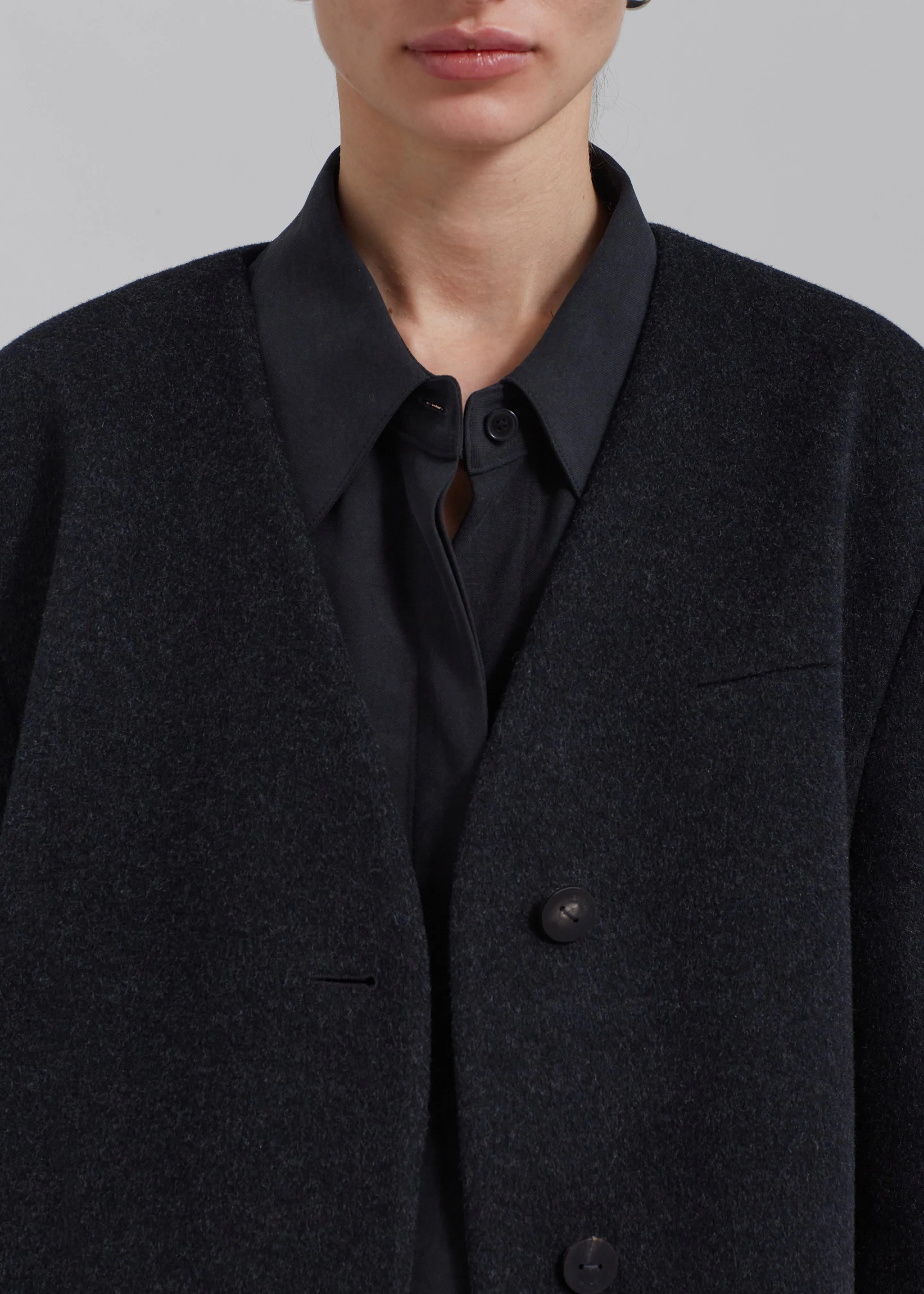 Abina Collarless Blazer - Charcoal