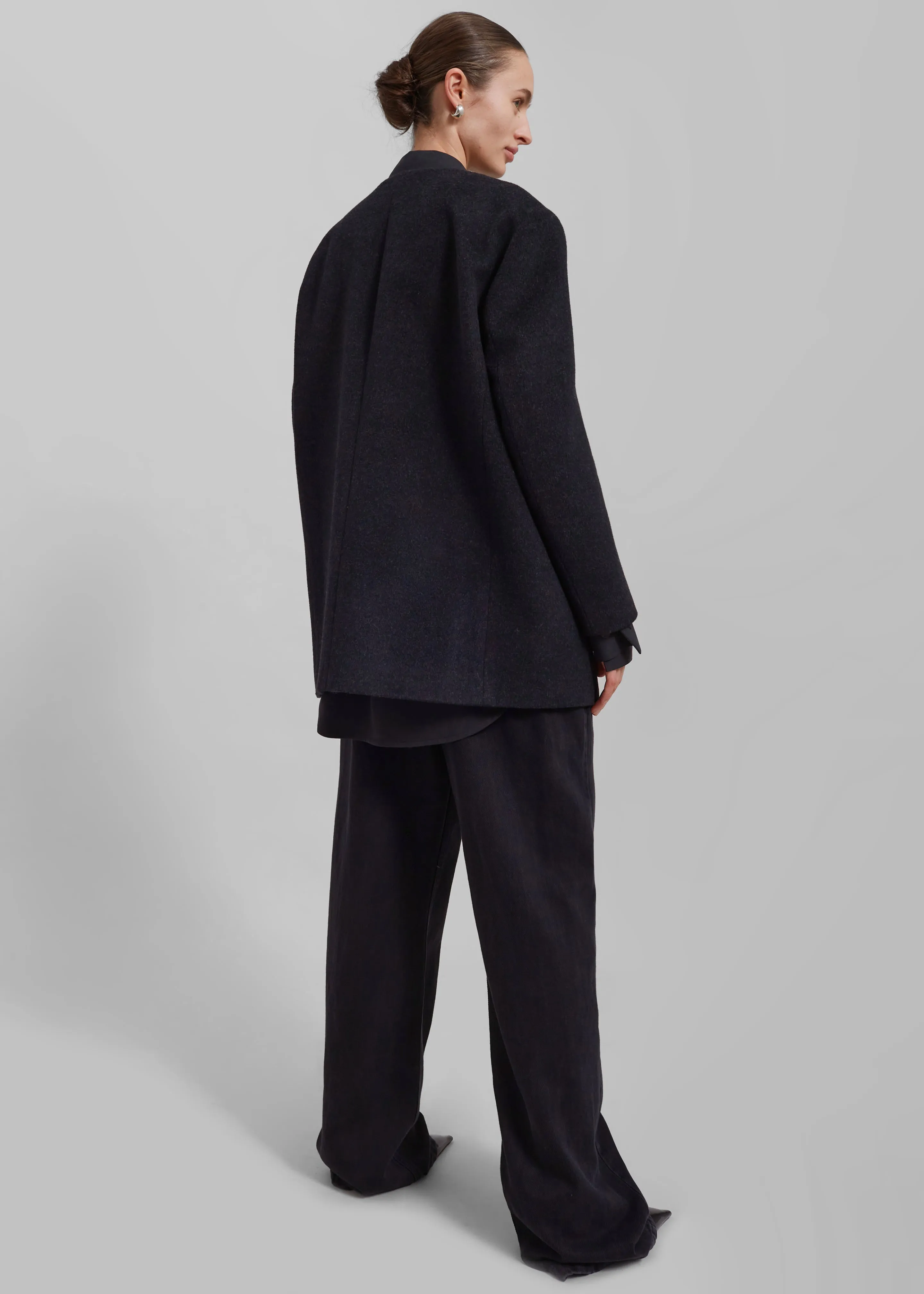 Abina Collarless Blazer - Charcoal