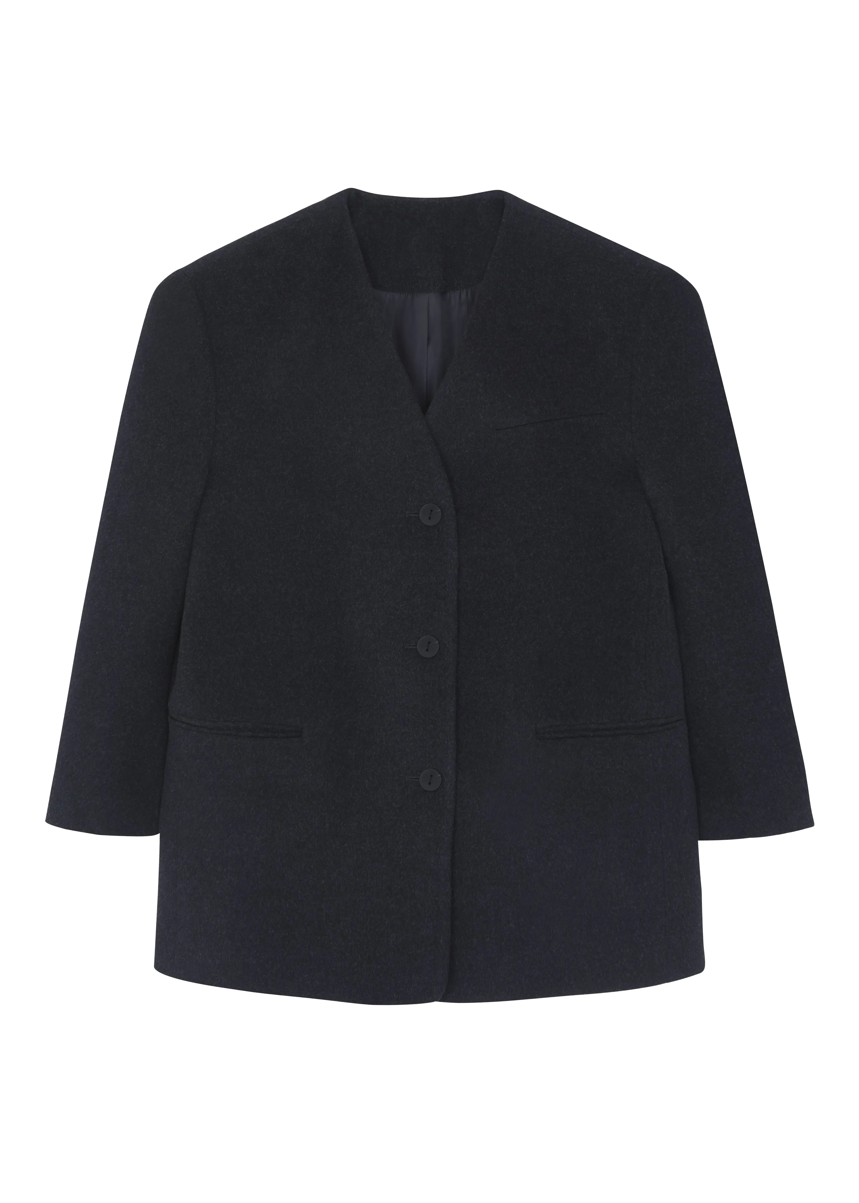 Abina Collarless Blazer - Charcoal