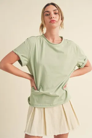 Aemi   Co Exposed Seam Round Neck Short Sleeve T-Shirt