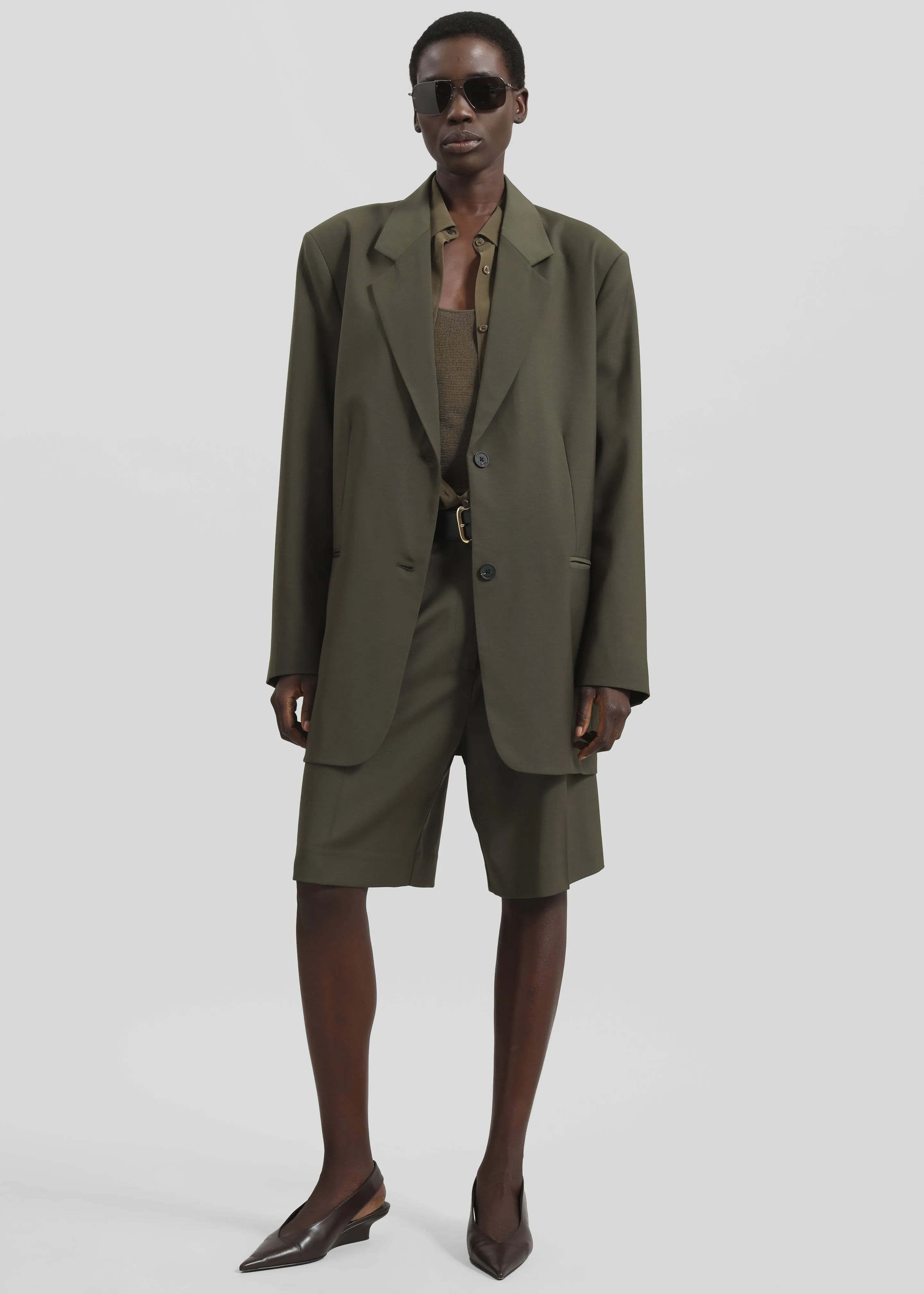 Aiden Wool Blend Blazer - Khaki