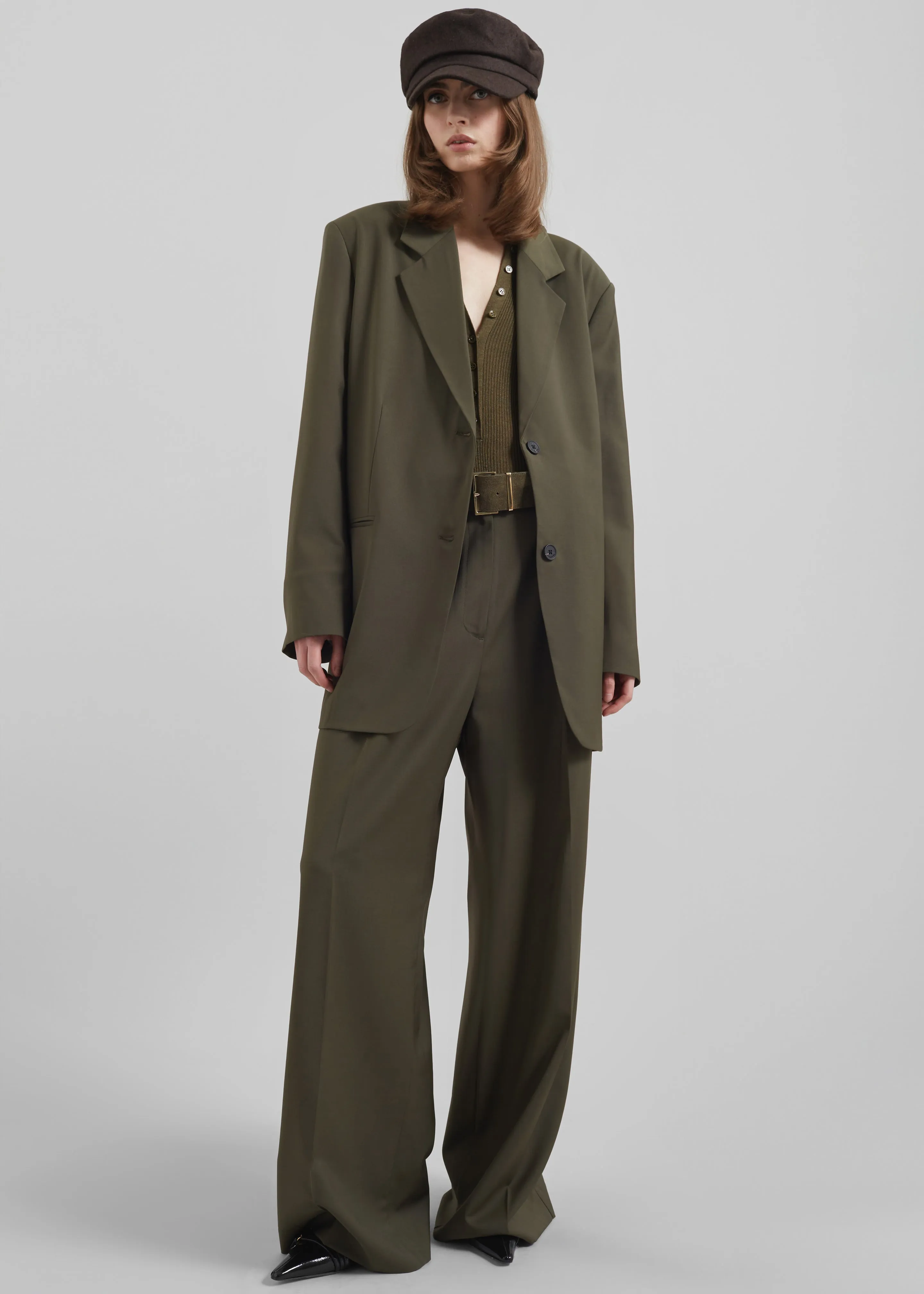 Aiden Wool Blend Blazer - Khaki