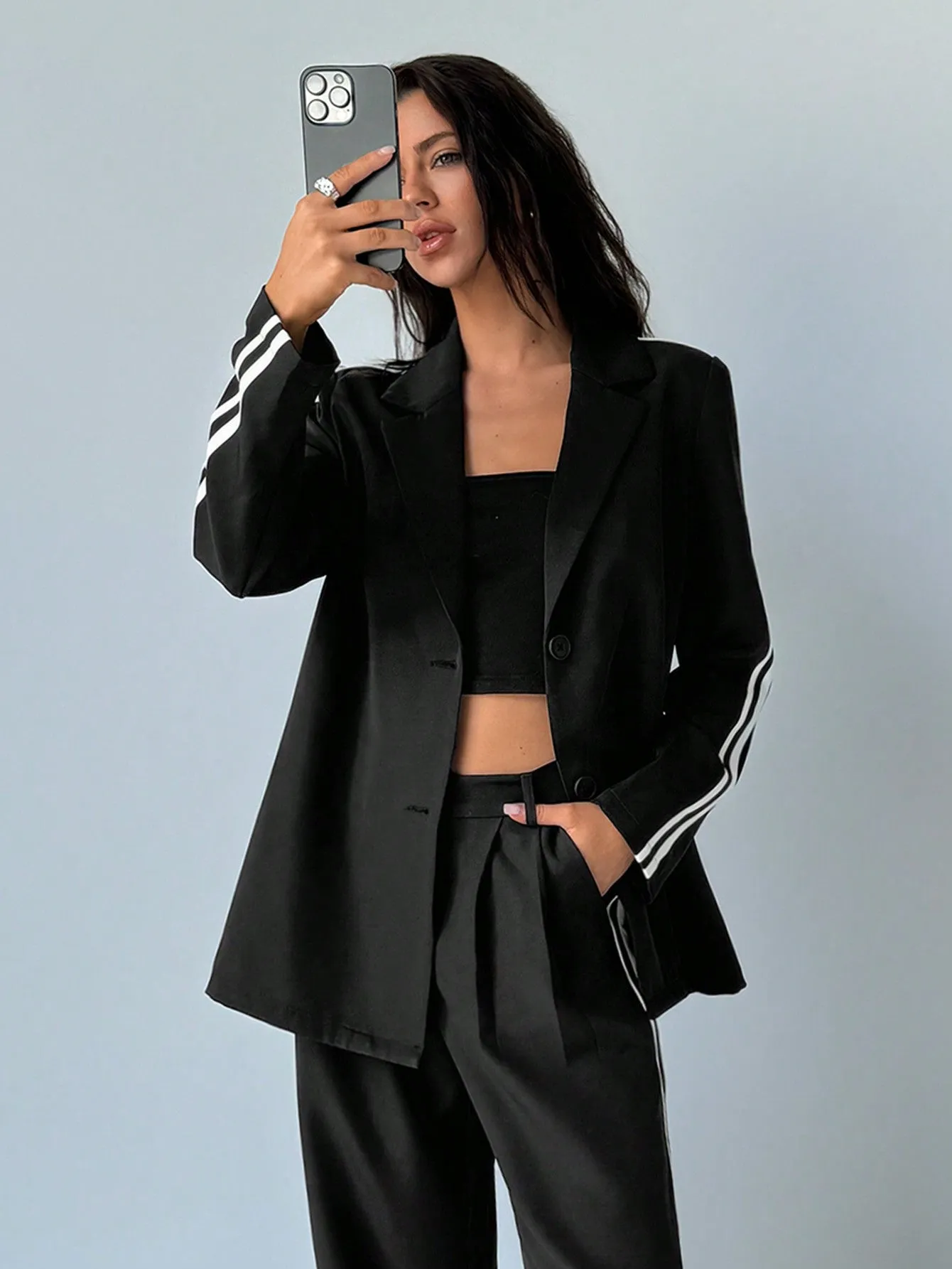 Aloruh Blazer Casual de Mujer con Rayas Laterales - Cherry Vibes