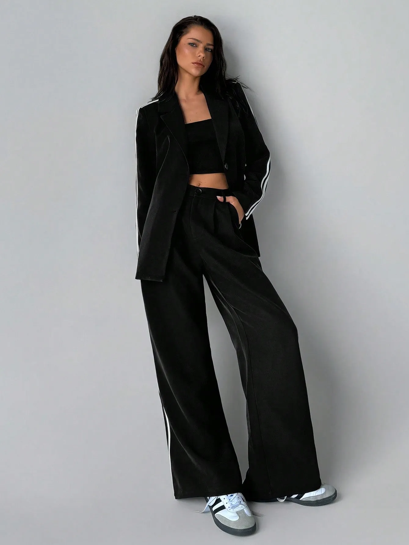 Aloruh Blazer Casual de Mujer con Rayas Laterales - Cherry Vibes
