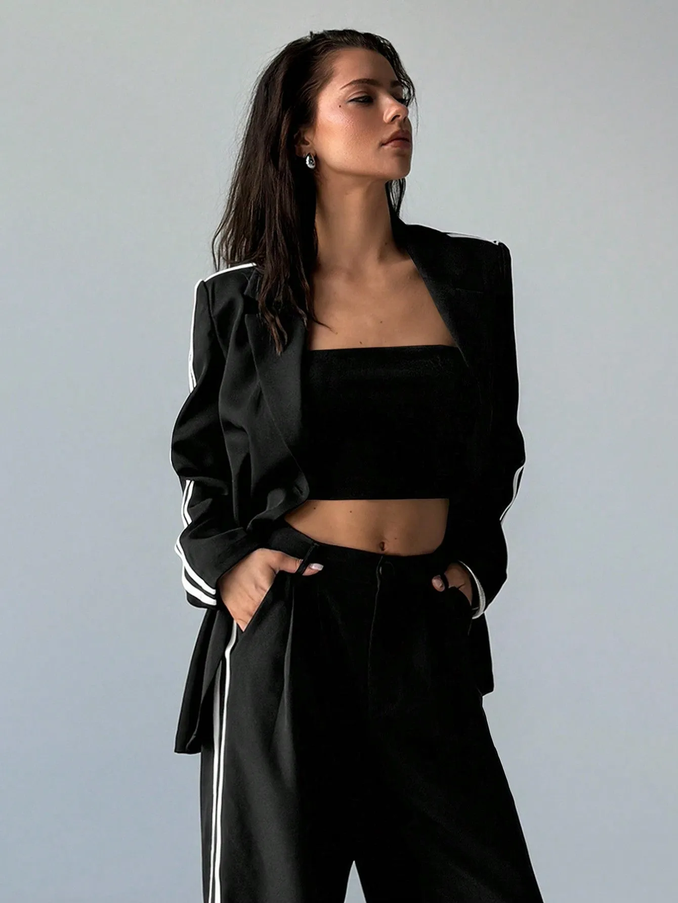 Aloruh Blazer Casual de Mujer con Rayas Laterales - Cherry Vibes