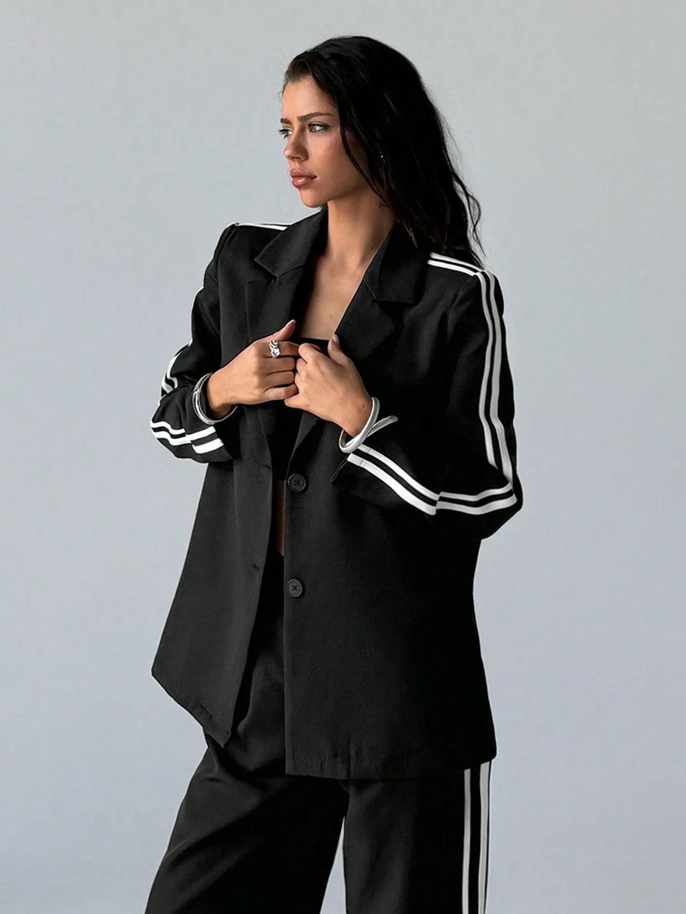 Aloruh Blazer Casual de Mujer con Rayas Laterales - Cherry Vibes