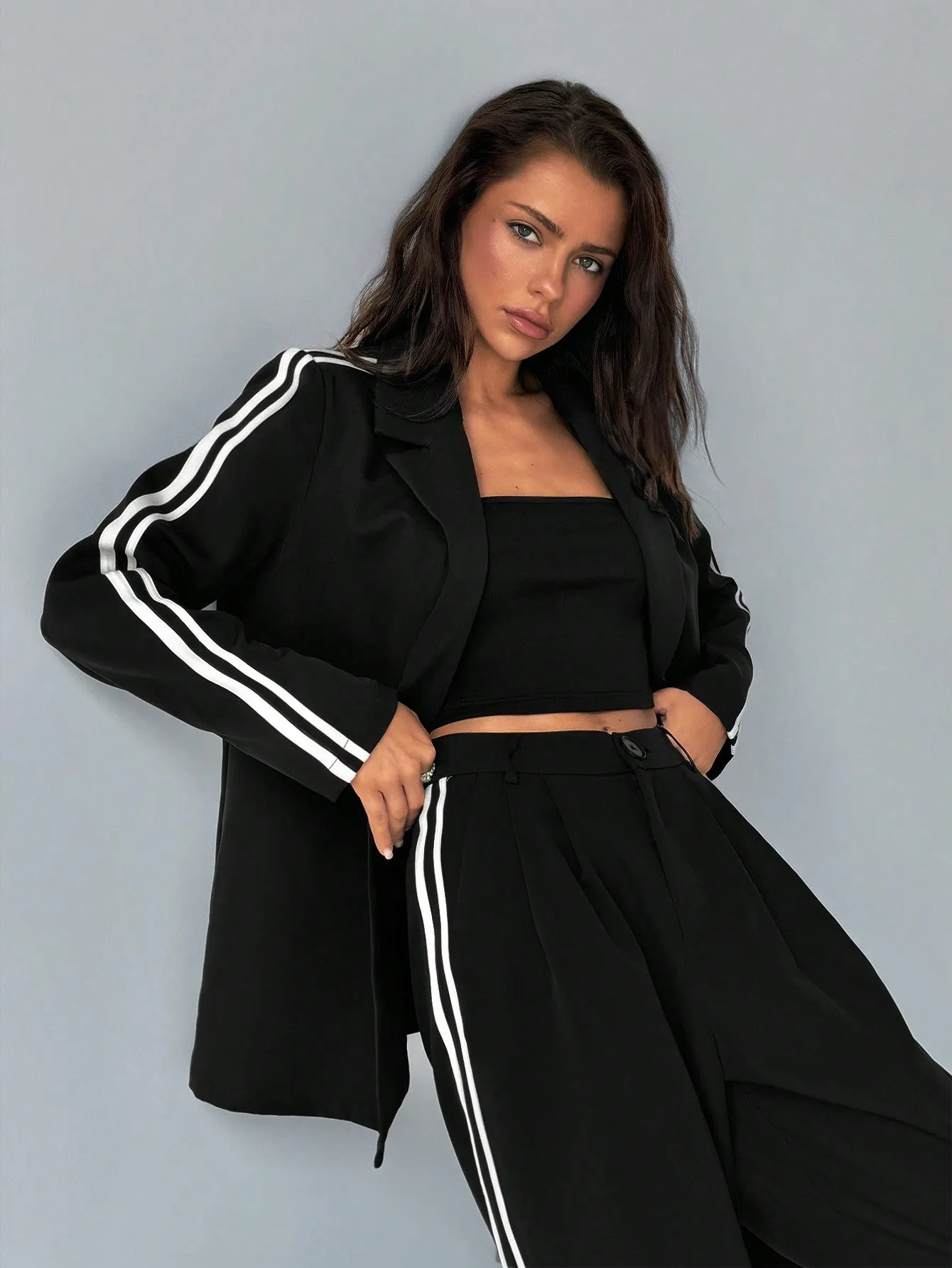 Aloruh Blazer Casual de Mujer con Rayas Laterales - Cherry Vibes