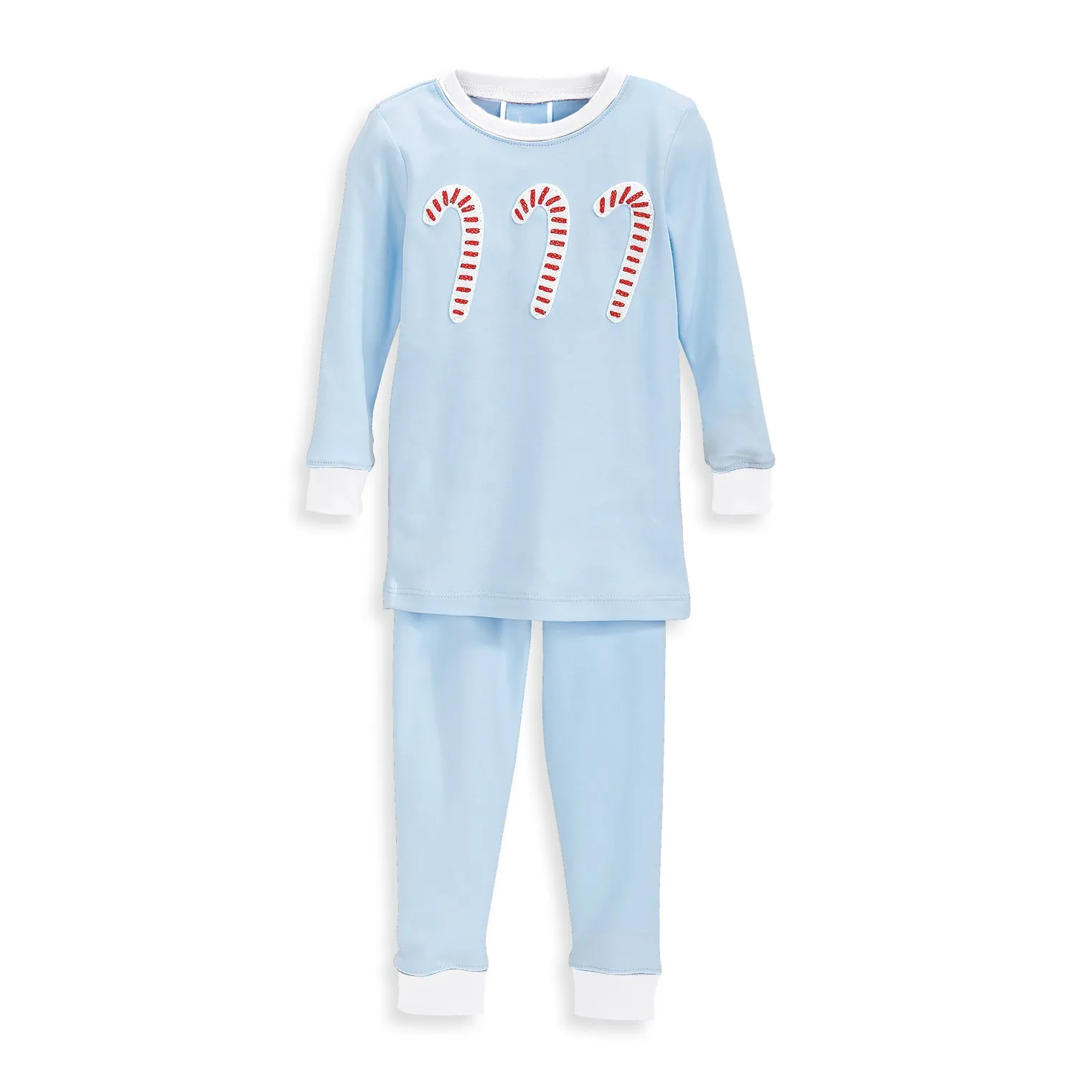 Applique Pima Jammies -- Blue w/ Candy Canes